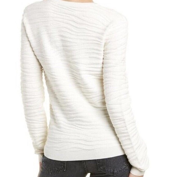 Theory V Neck Pullover Sweater Plush Zebra Ivory Size Small - Picture 2 of 8